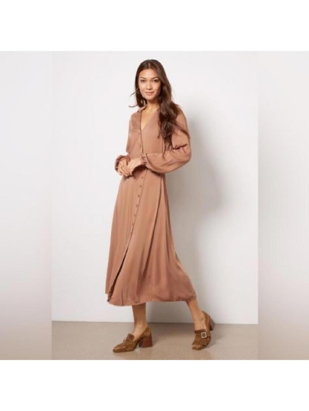 Cloth & Stone Long Sleeve button down midi dress collared Small